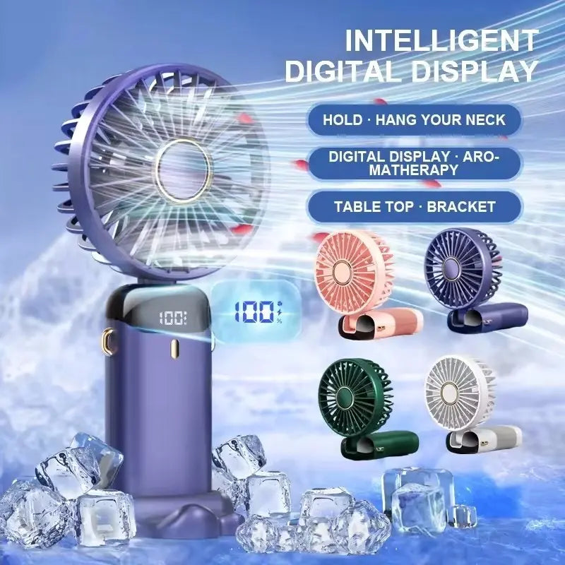 Portable Hand-held Folding Desk Fan - 5 Speed