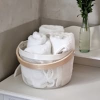 Round Mesh Metal Storage Fruit Basket With Wood Handle