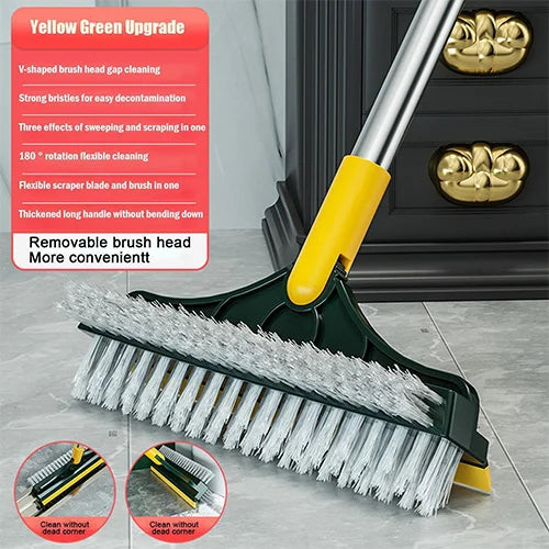 2 In 1 Long Handle Cleaning Brush Removable Wiper