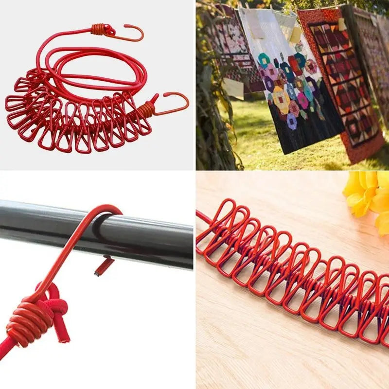 Stretchable Clothes line with 12 Clips