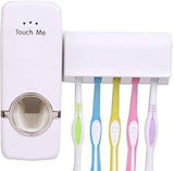 Touch Me Press Toothpaste Dispenser With Toothbrush Holder