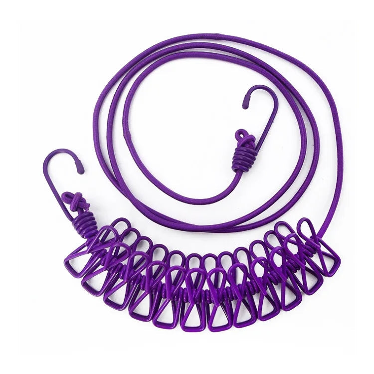 Stretchable Clothes line with 12 Clips