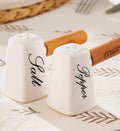 SALT&PEPPER POT WITH BAMBOO BASE