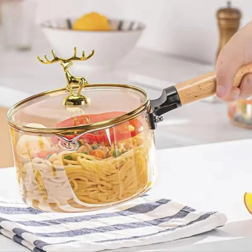 High Borosilicate Heat-Resistant Glass Pot Safe for All Heat Sources