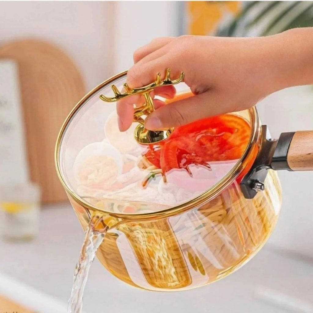 High Borosilicate Heat-Resistant Glass Pot Safe for All Heat Sources