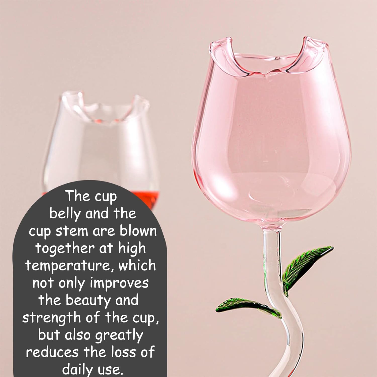 Elegant Tulip Shaped Crystal Wine Goblet Luxury Rose Wine Glass