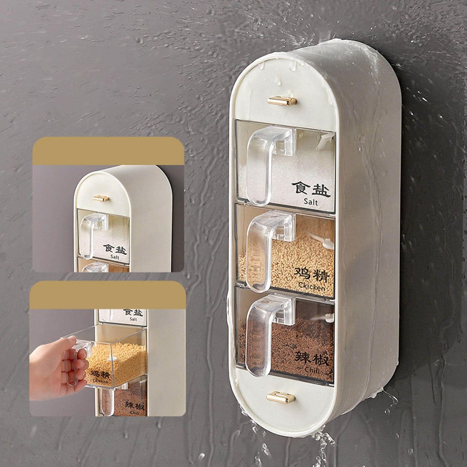 Wall Mounted Condiment Organizer Kitchen Storage Box