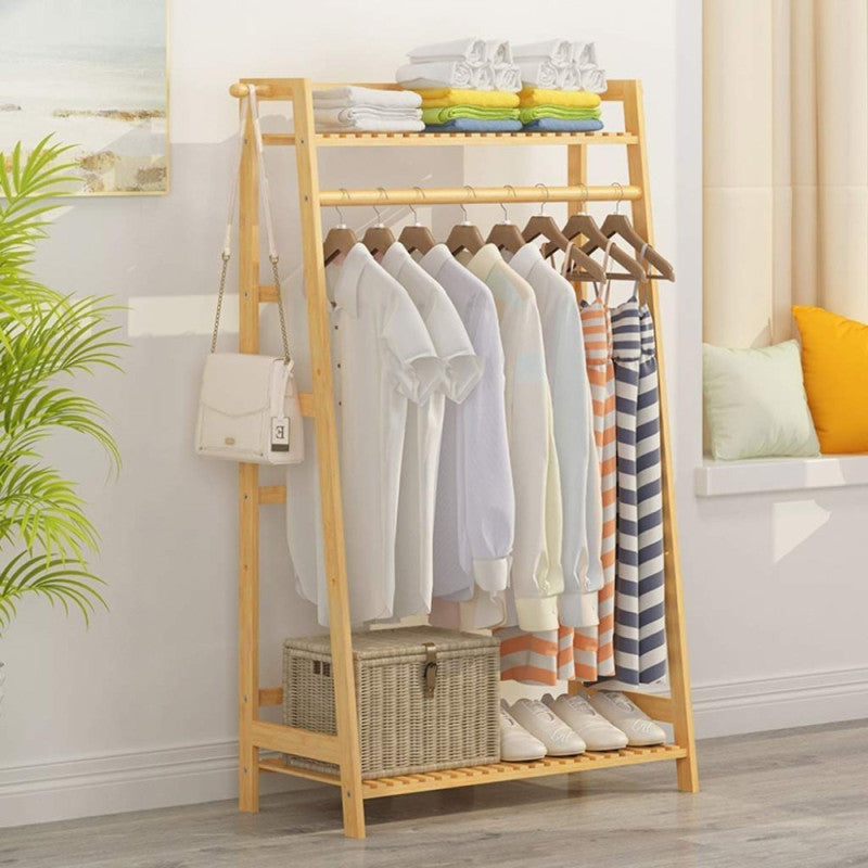 Bamboo Wood 2-Tier Coat & Hat Rack Stand