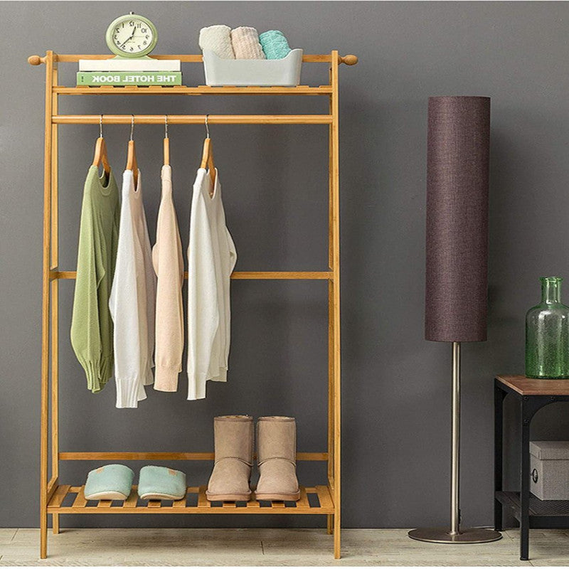 Bamboo Wood 2-Tier Coat & Hat Rack Stand