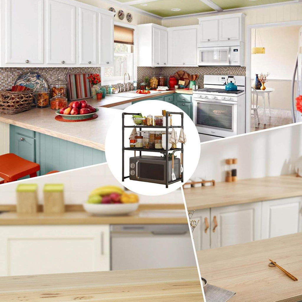 Kitchen Countertop Storage Rack | Heavy-Duty Adjustable Microwave Organizer Stand