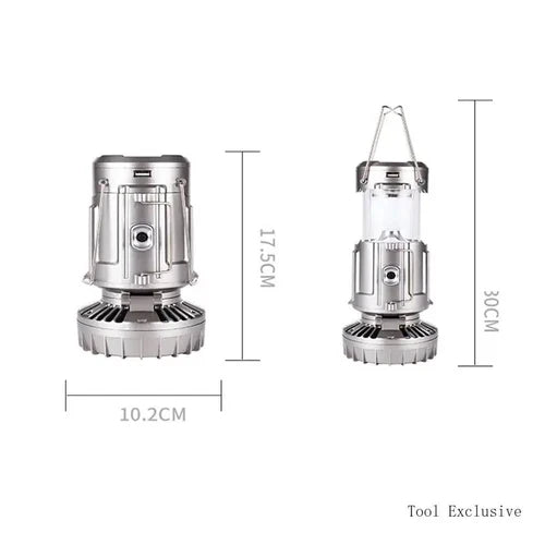 3 IN 1 PORTABLE SOLAR LATERN + FAN + POWER BANK