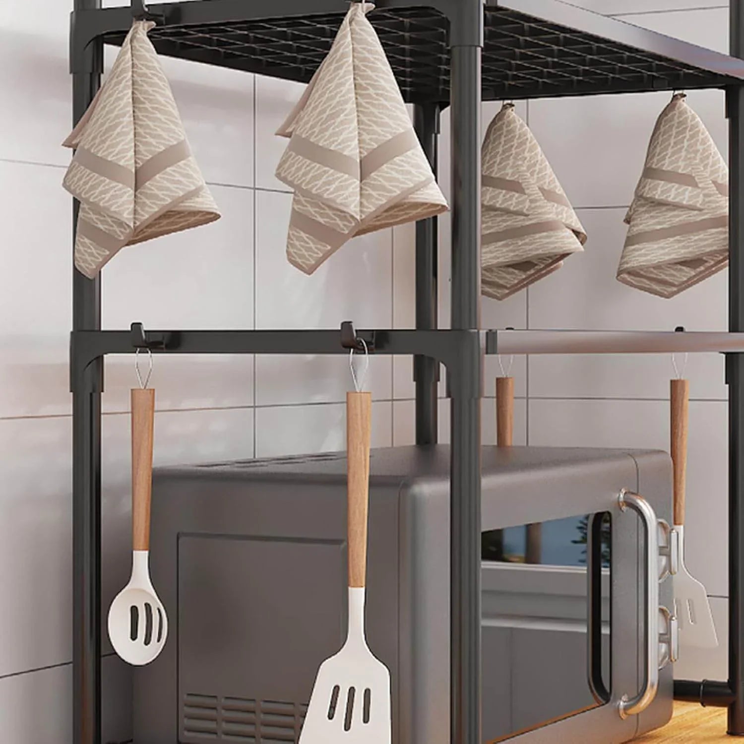 Kitchen Countertop Storage Rack | Heavy-Duty Adjustable Microwave Organizer Stand