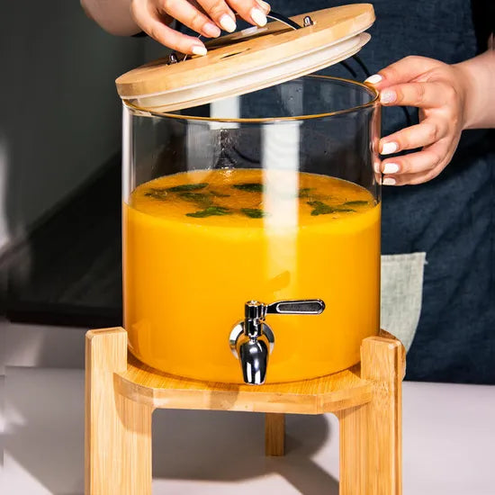 Elegant Glass Beverage Dispenser with Lid