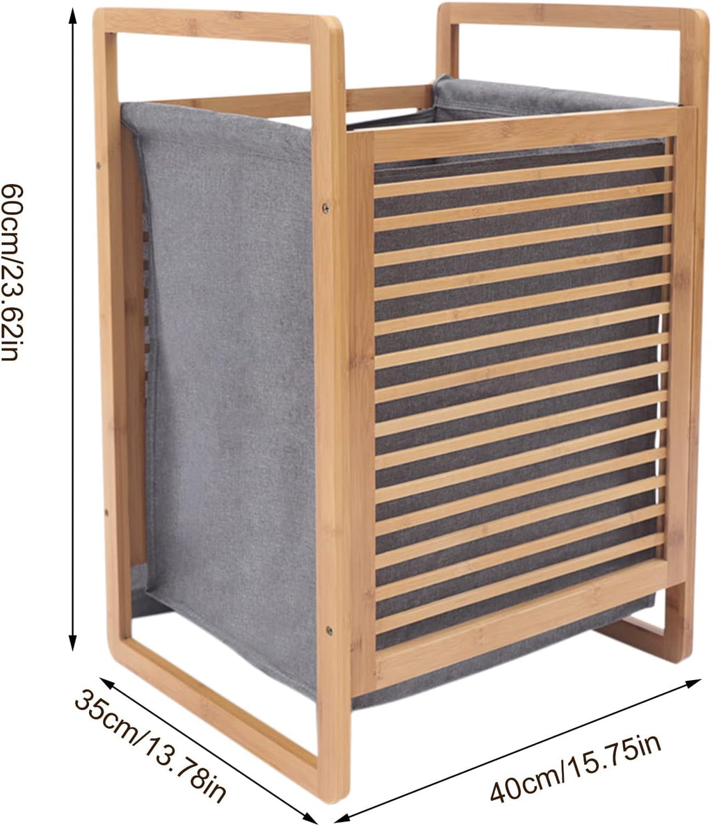 Bamboo Wood Laundry Hamper with Lid and Handles