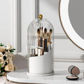 360° Rotating Makeup Brush Holder with Lid – Dustproof Vanity Organizer for Brushes & Cosmetics