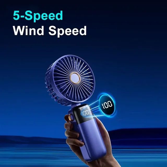 Portable Hand-held Folding Desk Fan - 5 Speed