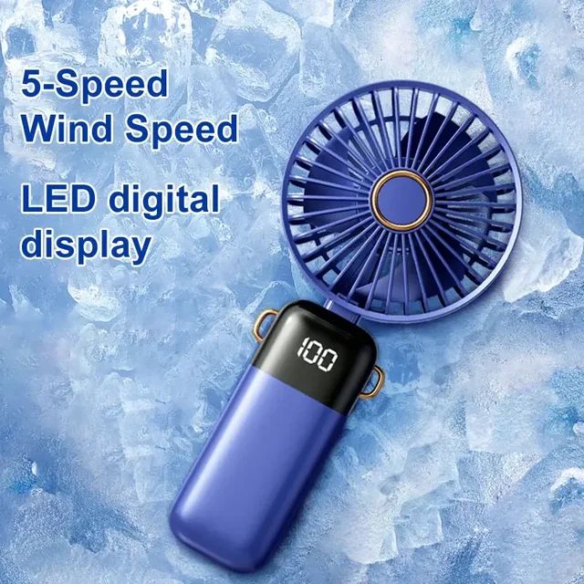 Portable Hand-held Folding Desk Fan - 5 Speed