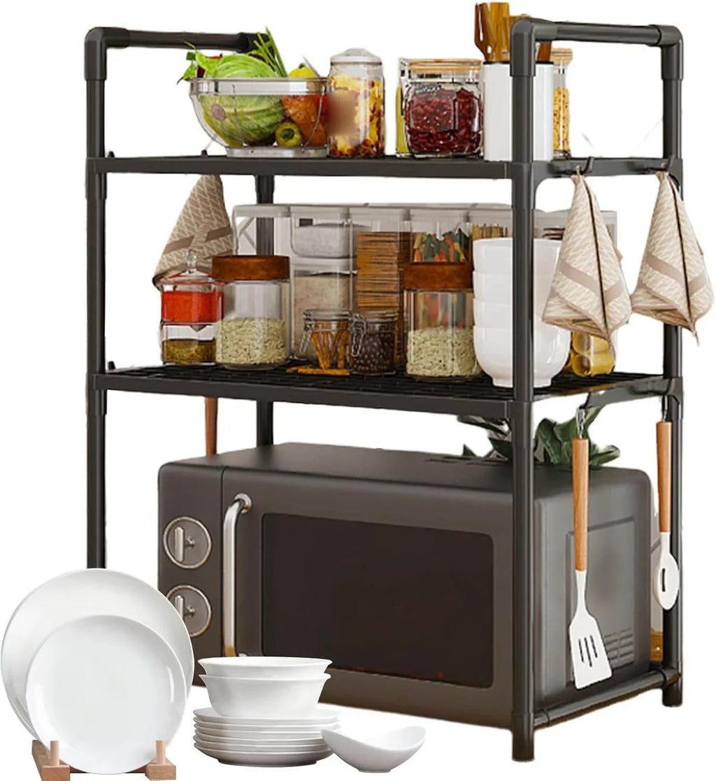Kitchen Countertop Storage Rack | Heavy-Duty Adjustable Microwave Organizer Stand
