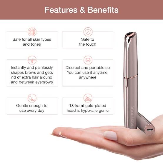 Flawless Eyebrow Hair Remover – USB Rechargeable Precision Facial Trimmer with LED Light