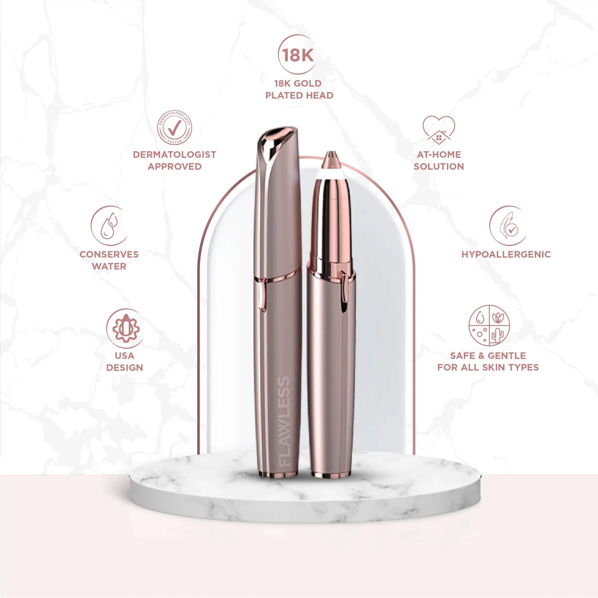 Flawless Eyebrow Hair Remover – USB Rechargeable Precision Facial Trimmer with LED Light