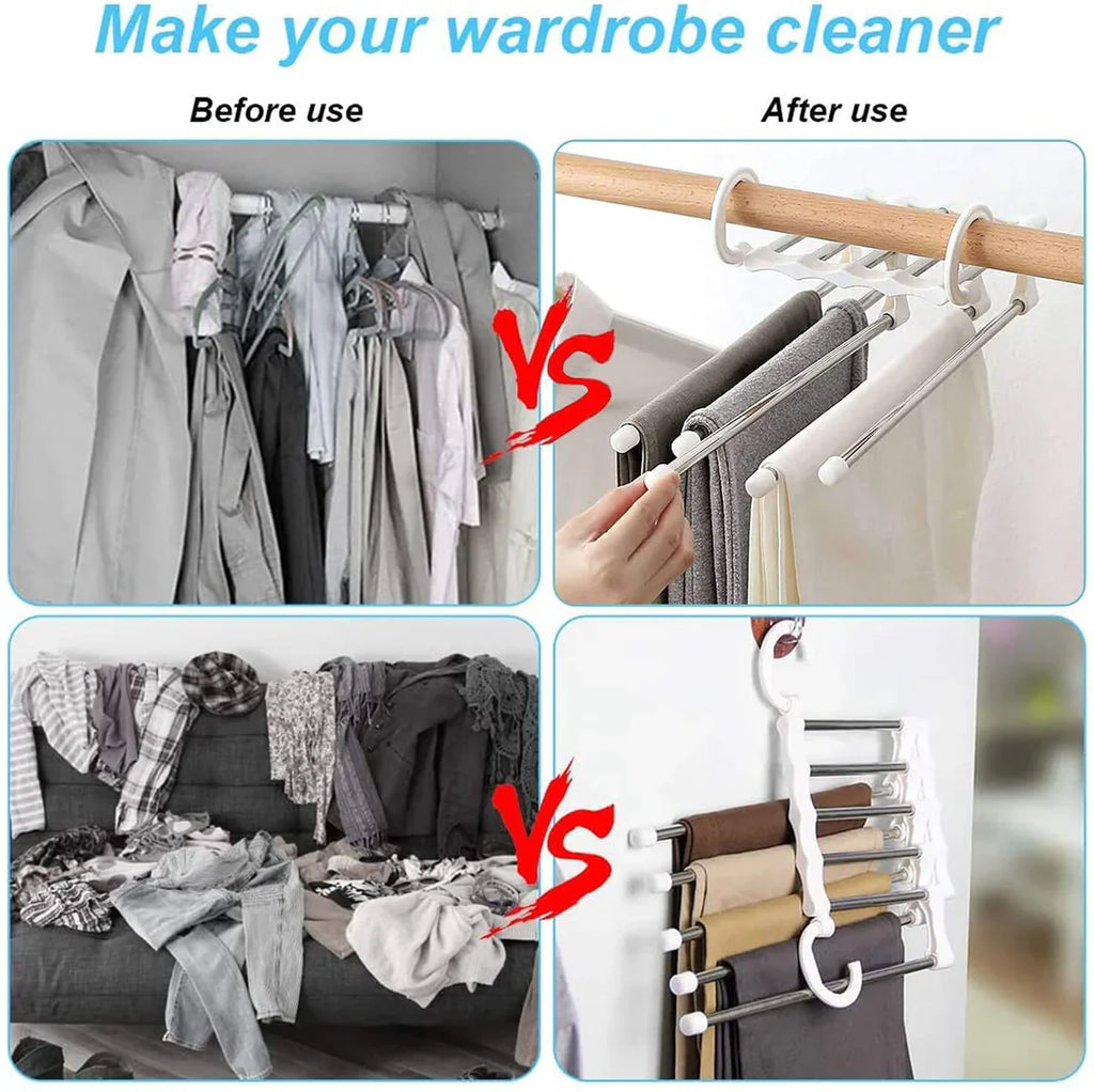 Premium Stainless Steel Multilayer Clothes Hanger  5 Tier-Closet Organizer