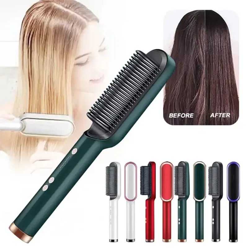 2-in-1 Hair Straightener Brush