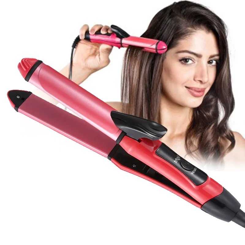 2-in-1 Hair Straightener & Curler – Ceramic Styling Tool