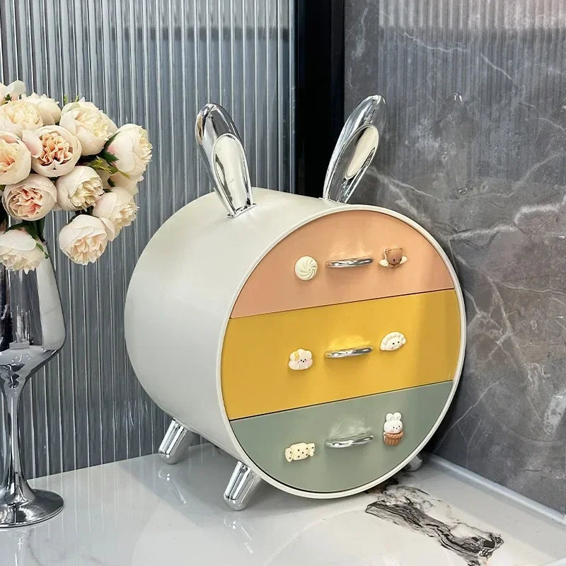 Cute Cartoon Bunny Ear Desktop Cosmetic Organizer