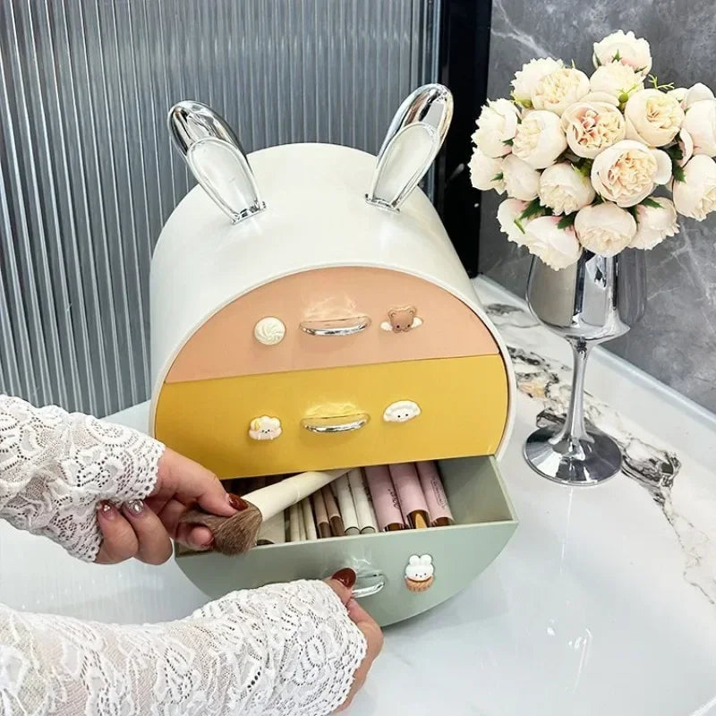Cute Cartoon Bunny Ear Desktop Cosmetic Organizer