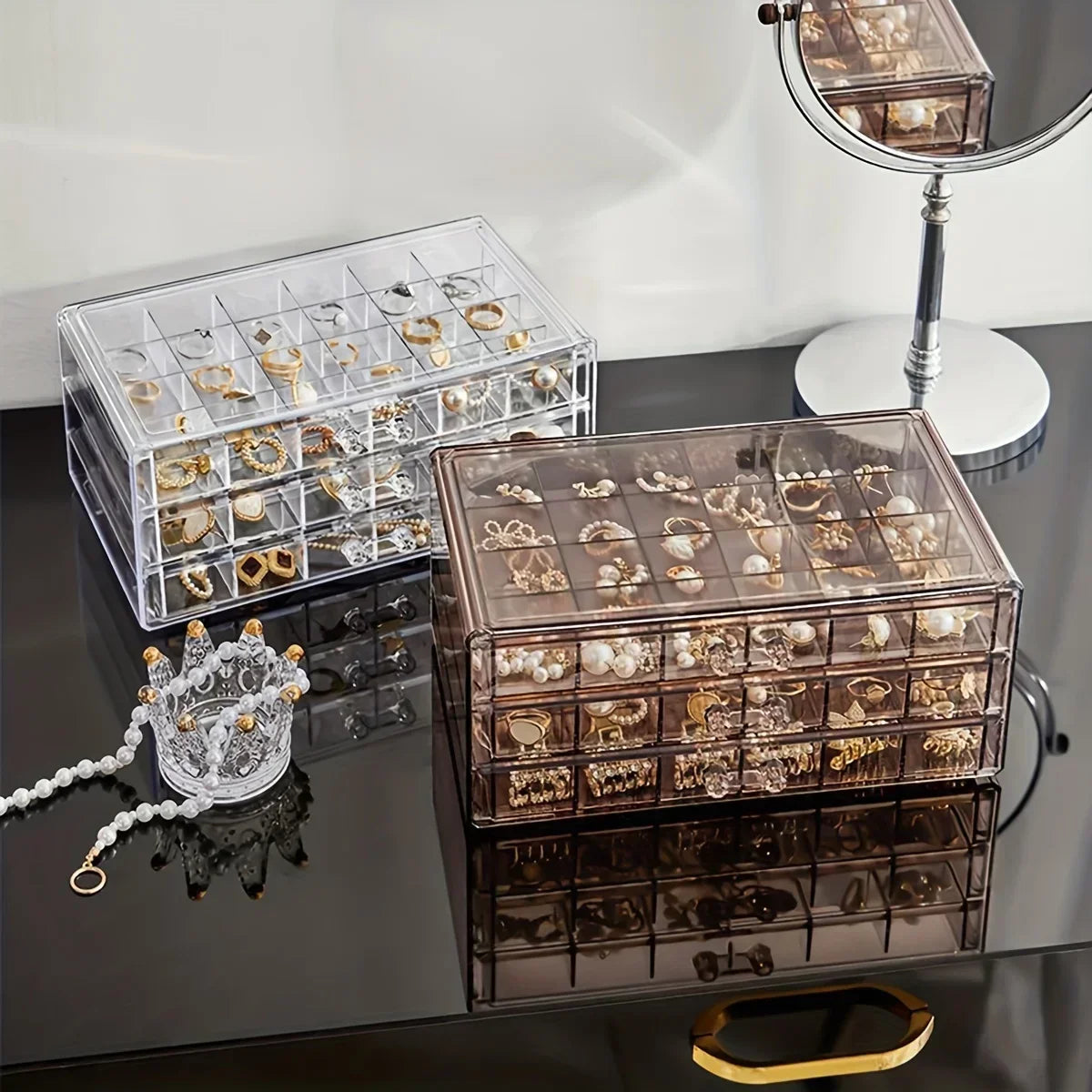 72-Grid Transparent Jewellery Box
